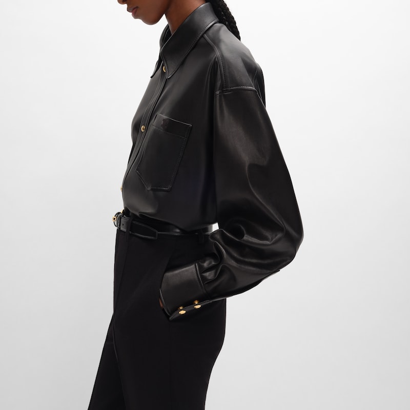 Shirt IN soft lambskin - BLACK -  - 1 | CELINE
