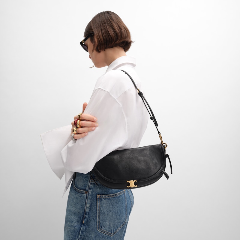 LITTLE HALFMOON SOFT TRIOMPHE IN SUPPLE SHINY LAMBSKIN - BLACK - SOFT TRIOMPHE - 1 | CELINE