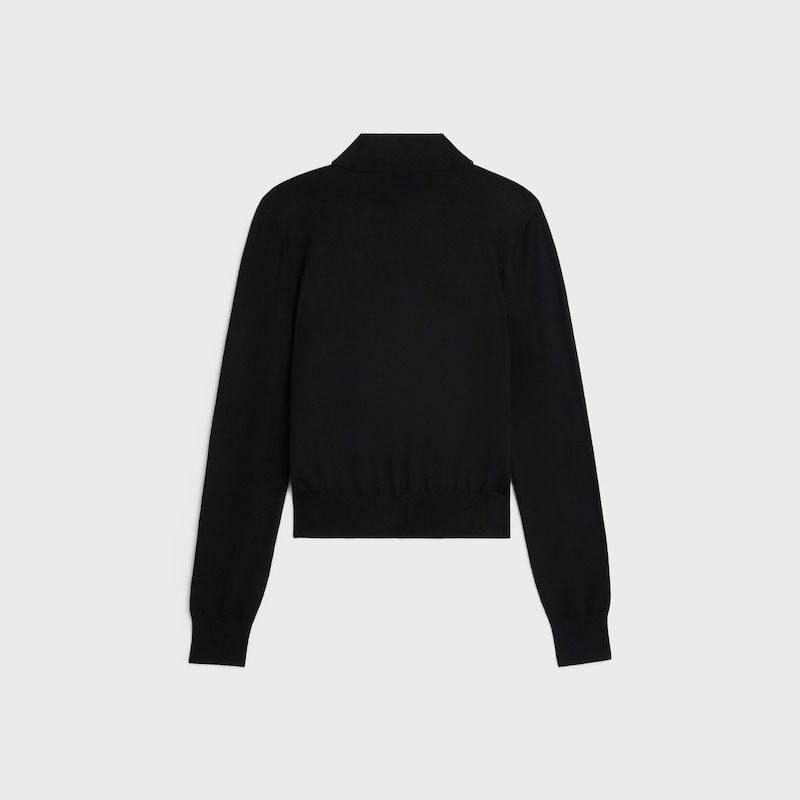polo sweater IN fine cotton - BLACK -  - 1 | CELINE