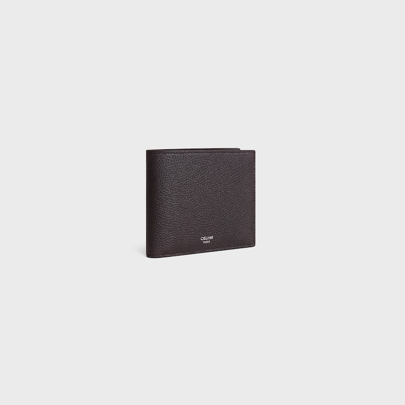 Bi-fold Wallet IN GRAINED CALFSKIN - ESPRESSO - WALLETS - 1 | CELINE