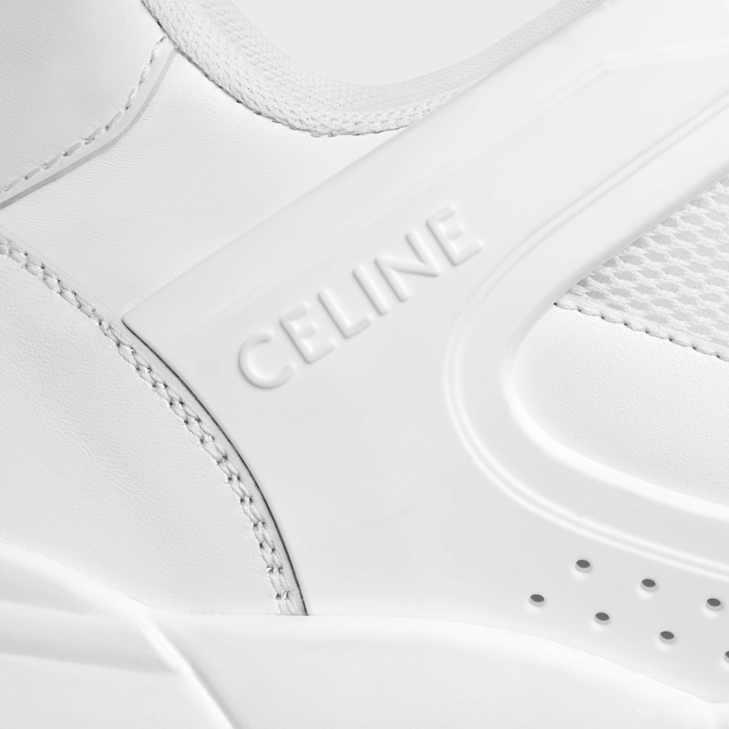 CELINE TRAINER CT-09 LOW LACE-UP SNEAKER IN CALFSKIN AND MESH - OPTIC WHITE -  - 1 | CELINE