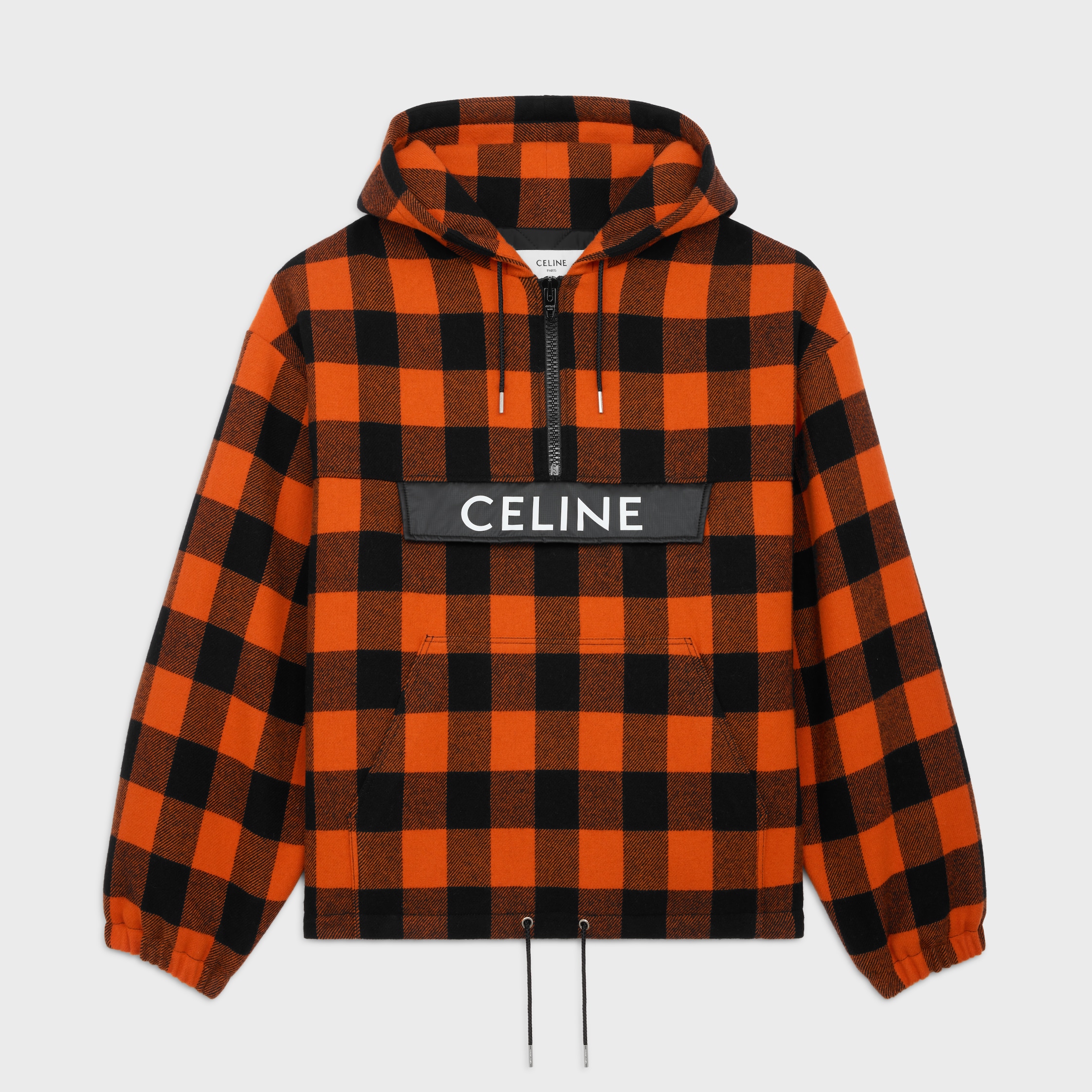 celine windbreaker in check wool - ORANGE | CELINE